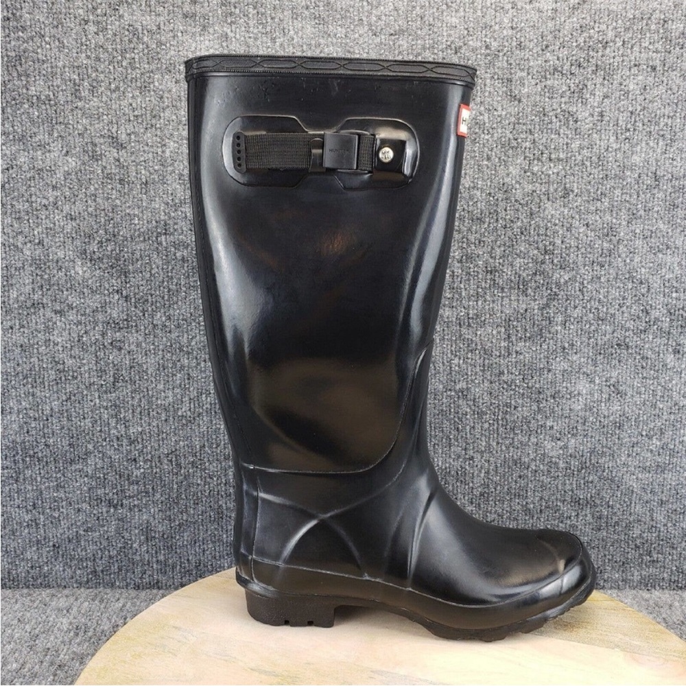 Hunter Huntress Gloss Womens Size 7 Black Tall Rubber Waterproof Rain Boots